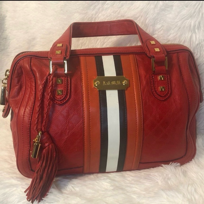 L.A.M.B. Red & Orange Alston Saddle Y2k White Era Handbag